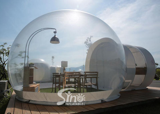 Outdoor 5m Clear Top Resort Inflatable Bubble Camping Tent Dengan Steel Frame Capsule Tunnel Untuk Glamping