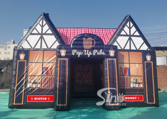 Mobile Portable Pop Up English Inflatable Pub House Dengan Full Digital Printing dan Roll Up Fly Screen